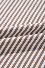 Khaki Stripe Patchwork Bracelet Sleeve Plus Size T Shirt