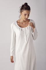 Shopymommy 11113 Woven Long Sleeve Maternity & Nursing Nightgown