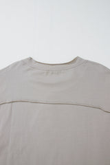 Medium Grey Floral Star Patched 3/4 Sleeve Plus Size Top