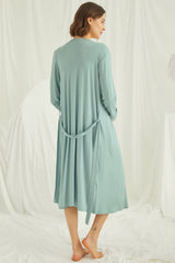 Shopymommy 18467 Lace Maternity & Nursing Nightgown With Robe Set