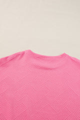 Black Textured Loose Fit T Shirt and Drawstring Pants Set