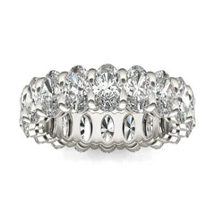 4 CTW Oval Lab Grown Diamond Couture Classic Eternity Ring 14K White