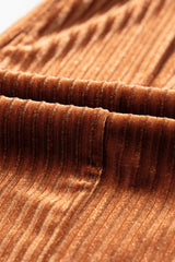 Chestnut Solid Color High Waist Corduroy Flare Pants