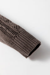 Dark Khaki Hollow Knit Drop Shoulder Cardigan