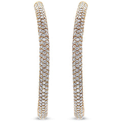 18K Rose Gold 6.90 Cttw Pave Set Diamond Inside Out Eternity Hoop Earr