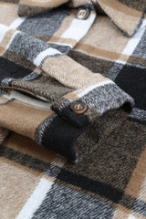 Brown Plaid Button Up Long Sleeve Flannel Shacket