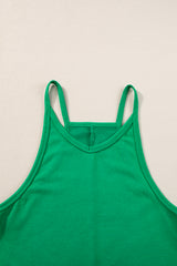 Bright Green Spaghetti Straps V Neck Pocketed Romper