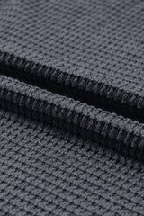 Khaki Plain Waffle Knit Drop Sleeve Side Slits Oversized Top