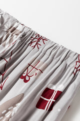 White Christmas Deer Printed Shirt and Pants Pajama Set