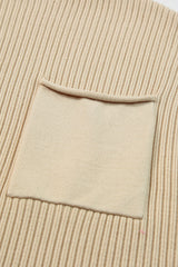 Mineral Red Patch Pocket Ribbed Knit Short Sleeve Sweater