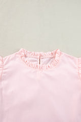 Mint Green Layered Ric Rac Cap Sleeve Filled Neck Blouse