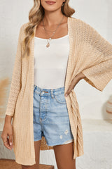 Black Hollow-out Bracelet Sleeve Knit Cardigan