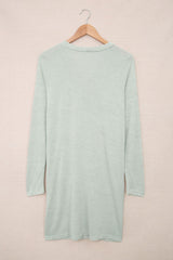White Solid Button Up V Neck Long Cover Up