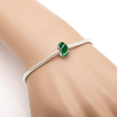 Galaxy Gold GG Genuine Murano Glass Charm Fit Pandora Charm Bracelets,925 Sterling Silver Colored Swirl Rainbow Swirl Green and White Nature Hearts Theme Charm Dinosaur Original Glass Bead for Bracelet and Necklace