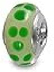 Galaxy Gold GG Genuine Murano Glass Charm Fit Pandora Charm Bracelets,925 Sterling Silver Colored Swirl Rainbow Green Dots on Green Nature Frog Charm Original Glass Bead for Bracelet and Necklace