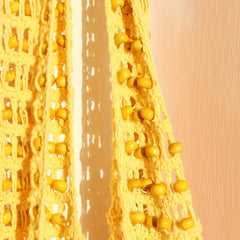 Karma Wooden Beads Crochet Bag in Pale Yellow