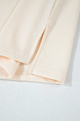 Rose Red Leopard Patchwork Sleeve Split Plus Sweatshirt