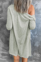 White Solid Button Up V Neck Long Cover Up
