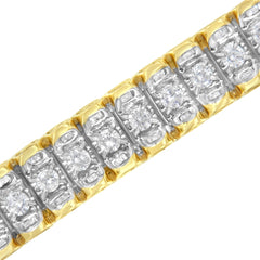 14K Yellow and White Gold 5.0 Cttw Round & Baguette Cut Diamond 7" Ref