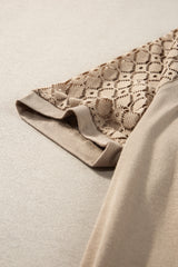 Blackish Green Seamed Detail Contrast Lace Raglan Sleeve Tee