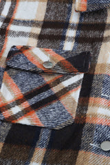 Brown Plaid Button Up Long Sleeve Flannel Shacket