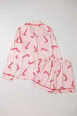 Green Candy Cane Print Christmas Pajama Set