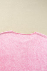 Orchid Petal Mineral Wash Exposed Seam Drop Shoulder Oversized Tee