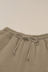 Navy Blue Textured Loose Slouchy Long Sleeve Top and Pants Set