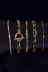 Gold Rhinestone Geometric 5-pcs Bracelet Set