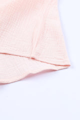 Pink Textured Tiered Ruffle Casual Short Sleeve Top