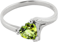 Galaxy Gold GG 925 Sterling Silver Ring with Natural Heart-shaped Peridot - Size 10 0 (8.5)