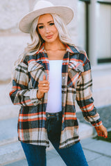 Brown Plaid Button Up Long Sleeve Flannel Shacket