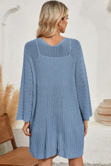 Black Hollow-out Bracelet Sleeve Knit Cardigan