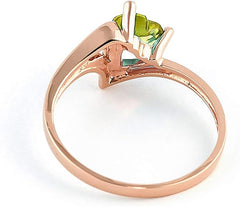 Galaxy Gold GG 14k Solid Rose Gold Ring with Natural Heart-shaped Peridot - Size 6