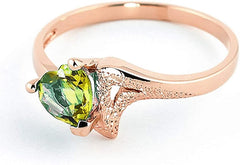 Galaxy Gold GG 14k Solid Rose Gold Ring with Natural Heart-shaped Peridot - Size 8.5