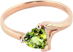 Galaxy Gold GG 14k Solid Rose Gold Ring with Natural Heart-shaped Peridot - Size 6