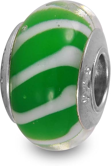 Galaxy Gold GG Genuine Murano Glass Charm Fit Pandora Charm Bracelets,925 Sterling Silver Colored Swirl Rainbow Green Hearts Charm Original Glass Bead for Bracelet and Necklace