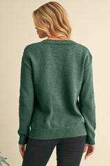 Dark Khaki Hollow Knit Drop Shoulder Cardigan