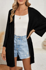 Black Hollow-out Bracelet Sleeve Knit Cardigan