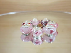 Galaxy Gold GG Genuine Murano Glass Charm Fit Pandora Charm Bracelets,925 Sterling Silver Colored Swirl Rainbow Pink Red and White Charm Original Glass Bead