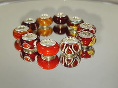 Galaxy Gold GG Genuine Murano Glass Charm Fit Pandora Charm Bracelets,925 Sterling Silver Colored Swirl Rainbow Red Hearts Charm Original Glass Bead for Bracelet and Necklace