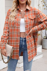 Red Plaid Chest Pocket Button Front Shirt