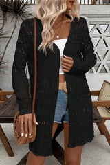 White Hollow Out Crochet Open Front Cardigan
