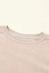 Red Contrast Trim Crinkle Rib Oversized Sweatshirt