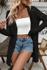 White Hollow Out Crochet Open Front Cardigan