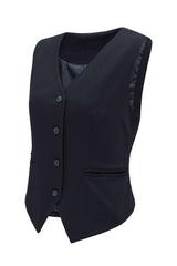 Chestnut Solid Color Button Up V Neck Suit Vest