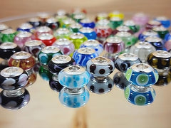 Galaxy Gold GG Genuine Murano Glass Charm Fit Pandora Charm Bracelets,925 Sterling Silver Colored Swirl Rainbow Blue Hearts Charm Original Glass Bead for Bracelet and Necklace