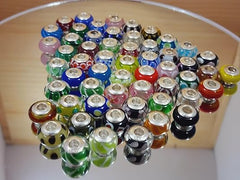 Galaxy Gold GG Genuine Murano Glass Charm Fit Pandora Charm Bracelets,925 Sterling Silver Colored Swirl Rainbow Pink Purple Charm Original Glass Bead for Bracelet and Necklace