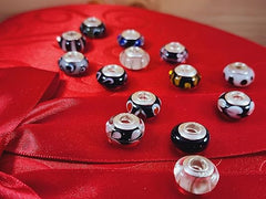 Galaxy Gold GG Genuine Murano Glass Charm Fit Pandora Charm Bracelets,925 Sterling Silver Colored Swirl Rainbow Lilac on Purple Flower in Abyss Charm Original Glass Bead for Bracelet and Necklace