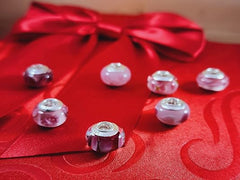 Galaxy Gold GG Genuine Murano Glass Charm Fit Pandora Charm Bracelets,925 Sterling Silver Colored Swirl Rainbow Red Hearts Charm Original Glass Bead for Bracelet and Necklace